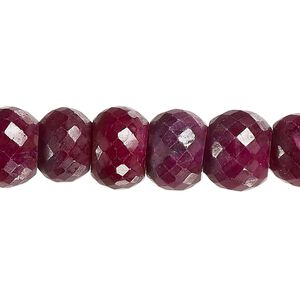 Indian ruby 1pkg1, hand-cut faceted rondelle bead 14 inch 10x8mm-13x9mm