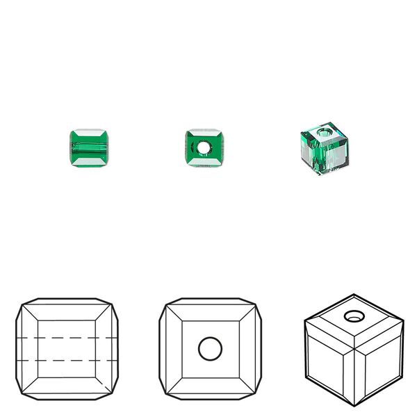 Bead 12pk majestic green, Crystal Passions&reg; 4mm cube 5601 image number 0