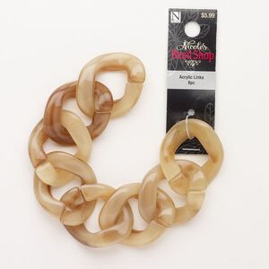 Chain 1pkg1 curb, 33mm, tan / light tan acrylic 7.5 inch