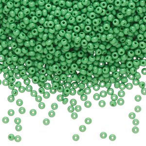 Seed bead, Preciosa Ornela Czech glass, pkg/500g, #11 rocaille, opaque green, (53250).