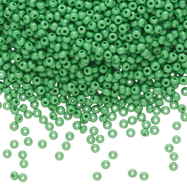 Seed bead, Preciosa Ornela Czech glass, pkg/500g, #11 rocaille, opaque green, (53250). image number 0