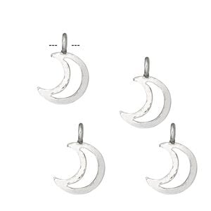 Charm, sterling silver, 11x10mm open moon. Sold per pkg of 4.