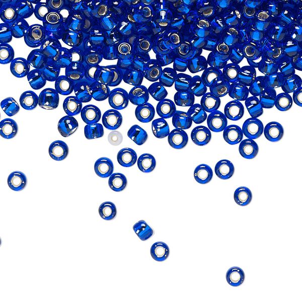 Seed bead, TOHO BEADS&reg;, glass, pkg/7.5g, #8 round, transparent silver-lined cobalt (TR-08-28). image number 0