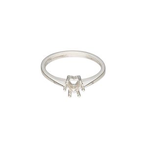 Ring, Sure-Set&trade;, sterling silver, 5mm pre-notched 6-prong heart basket setting, size 7. Sold individually.