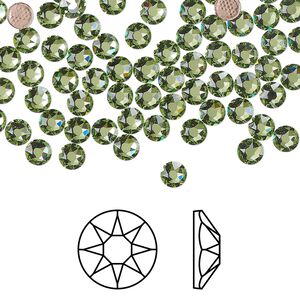 Flat back 144pk peridot foil back, Crystal Passions&reg; hotfix rhinestone Regenerated 3.8-4mm round SS16 2078