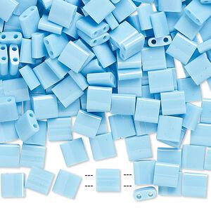 Seed bead, TILA&reg;, glass, pkg/250g, 5mm full tila square, opaque robin's egg blue, (TL-413).