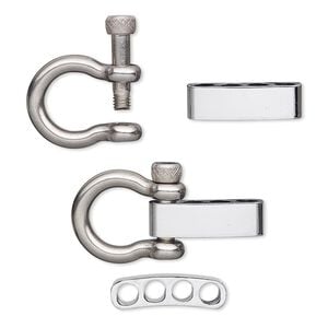 Clasp anchor shackle 1pkg1 chrome-plated, 50x26mm adjustable, stainless steel / brass 4-strand