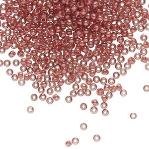 Seed bead, TOHO BEADS&reg;, glass, pkg/7.5g, #11 round, translucent luster mauve-lined rose (TR-11-291).