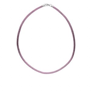 Necklace, brass mesh over leatherette cord and imitation rhodium-finished sterling silver, lavender/black, 3-4mm, 16 inches with lobster claw clasp. Sold individually.