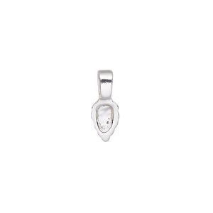 Bail, glue-on, sterling silver, 14x6mm with 10x6mm leaf flat base. Sold individually.