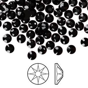 Flat back 144pk jet foil back, Crystal Passions&reg; 4.6-4.8mm rose round SS20 2088