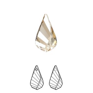 Drop 1pk crystal golden shadow, Crystal Passions&reg; 18x10mm pendant helix 6020