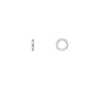 Jump ring 1pkg10 sterling silver, 6mm soldered closed textured round, 18 gauge / 4mm inside diameter