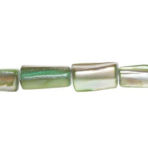 Mother-of-pearl shell 1pkg1, stick bead 14 inch kelly green 13x5mm-16x9mm