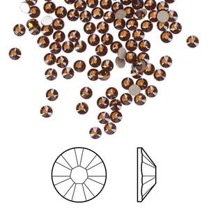 Flat back 144pk light amber foil back, Crystal Passions&reg; 2.5-2.7mm rose round SS9 2058