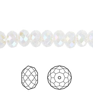 Bead 144pk white opal shimmer 2X, Crystal Passions&reg; 8x6mm rondelle 5040