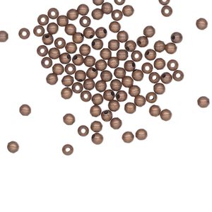 Bead 1pkg100 copper-plated, 2.5mm round, steel antique