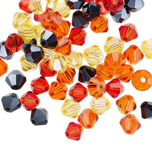 Bead mix 60pk 16 facets fire, Celestial Crystal&reg; 6mm bicone