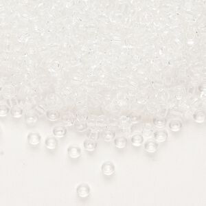 Seed bead, Miyuki, glass, pkg/250g, #8 rocaille, transparent crystal clear, (RR-131).