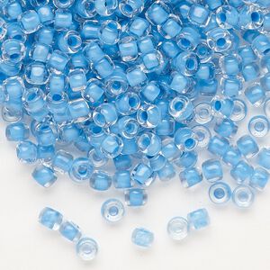Seed bead, Dyna-Mites&trade;, glass 1pkg40g, #6 round, translucent inside dyed color aqua (216 6/0 RR)