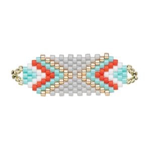 Focal, Creative Touch, glass, copper / turquoise blue / white, 30x12mm double-sided oval. Sold individually.