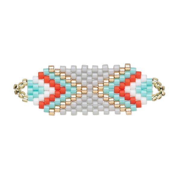 Focal, Creative Touch, glass, copper / turquoise blue / white, 30x12mm double-sided oval. Sold individually. image number 0