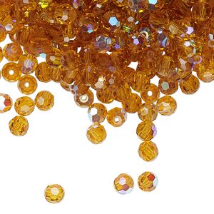 Bead 720pk topaz AB, Preciosa Czech crystal 4mm round