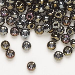 Seed bead, Preciosa Ornela, glass, opaque brown iris black, #2 rocaille. Sold per 50-gram pkg.