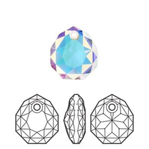 Drop 1pk crystal AB, Crystal Passions&reg; 16x13.5mm pendant majestic 6436