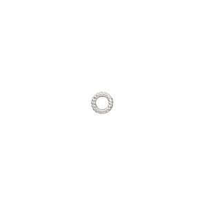 Jump ring 1pkg4 sterling silver, 5mm soldered closed twisted round, 18 gauge / 3mm inside diameter