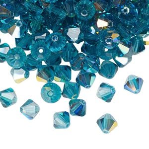 Bead 24pk indicolite AB, Preciosa Czech crystal 6mm bicone