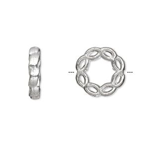 Bead frame 1pkg20 silver-plated "pewter", 15mm braided circle
