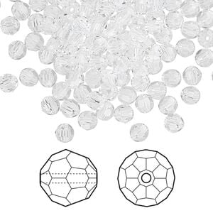 Bead 144pk crystal, Crystal Passions&reg; 4mm round 5000