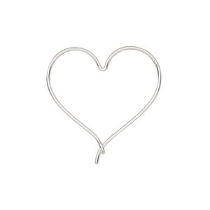 Ear wire, Create Compliments&reg;, sterling silver, 26.5x24mm open heart hoop, 21 gauge. Sold per pair.