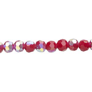 Bead 1pk 32 facets burgundy AB, Celestial Crystal&reg; 6mm round 15.5-16 inch