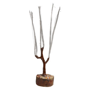 Component, galvanized steel / gum arabic tree / multi-gemstone (natural / dyed / heated) / epoxy / felt, multicolored, 12 x 4 inch tree. Sold individually.