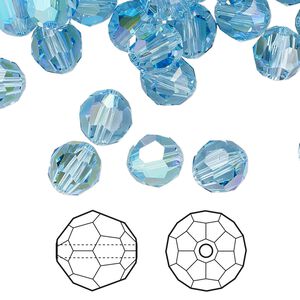 Bead 288pk aquamarine shimmer, Swarovski&reg; 8mm round 5000
