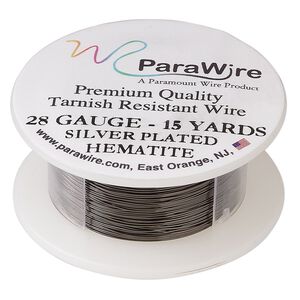 Wire, ParaWire&trade;, enameled copper, hematite, round, 28 gauge. Sold per 15-yard spool.