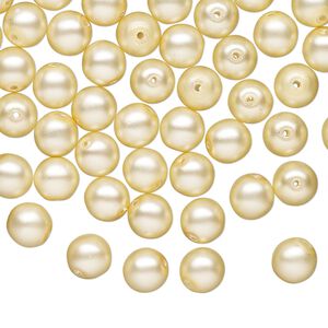 Bead druk Czech pearl-coated glass 60pk 6mm round, matte opaque cream