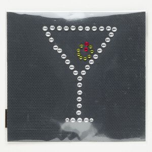 Transfer crystal / aluminum 1pkg1 3x2-1/2-inch iron-on martini glass, peridot / Siam / silver finish