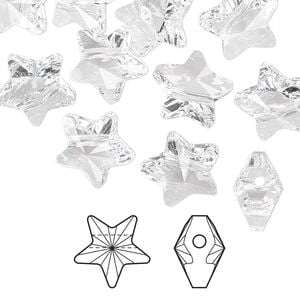 Bead 12pk crystal, Crystal Passions&reg; 12mm star 5714