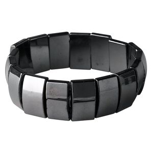 Hemalyke&trade; 1pkg1, double-drilled domed rectangle stretch bracelet 7.5 inch 18x10mm