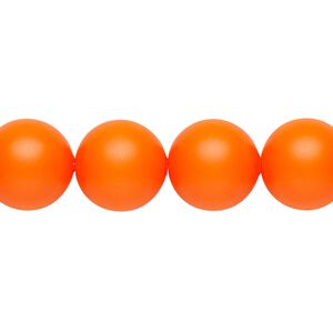 Pearl 10pk neon orange, Crystal Passions&reg; 12mm round 5811
