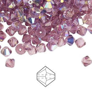 Bead 24pk light amethyst AB, Preciosa Czech crystal 5mm bicone