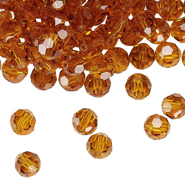 Bead 288pk topaz, Preciosa Czech crystal 6mm round image number 0
