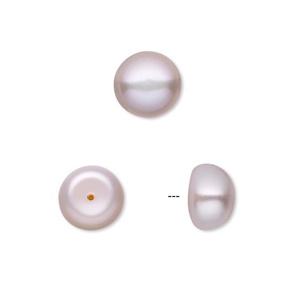 Pearl, White Lotus&trade;, cultured freshwater, mauve, 10mm half-drilled button, B grade, Mohs hardness 2-1/2 to 4. Sold per pair. image number 0