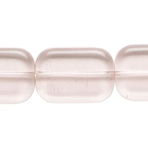 Bead, glass, transparent pink, 24x17mm flat rectangle. Sold per 14-inch strand, approximately 15 beads.
