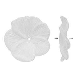 Component, acrylic, frosted clear, 31x6mm flower. Sold per pkg of 6.