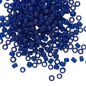 Seed bead, TOHO BEADS&reg;, glass, pkg/250g, #8 round, translucent frosted cobalt (TR-08-8DF).