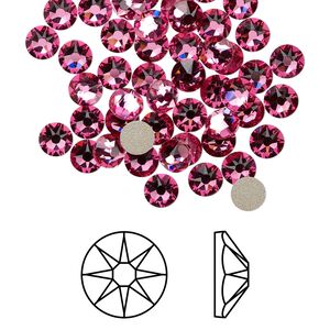 Flat back 144pk rose foil back, Crystal Passions&reg; 4.6-4.8mm rose round SS20 2088